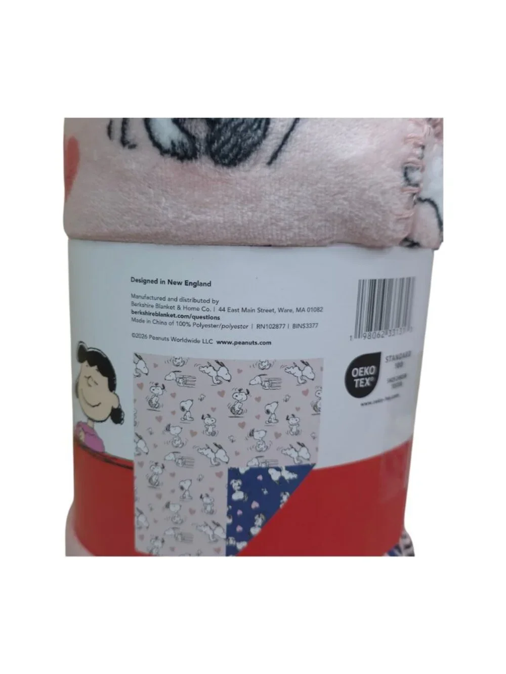 Peanuts Snoopy Reversible Velvet Soft Throw Blanket 50x70 Inch Blue Pink